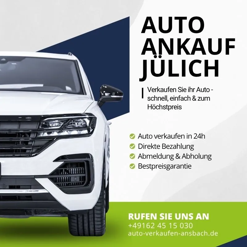 Autoankauf Jülich | Verkaufen Sie ihr Auto schnell, einfach & zum Höchstpreis